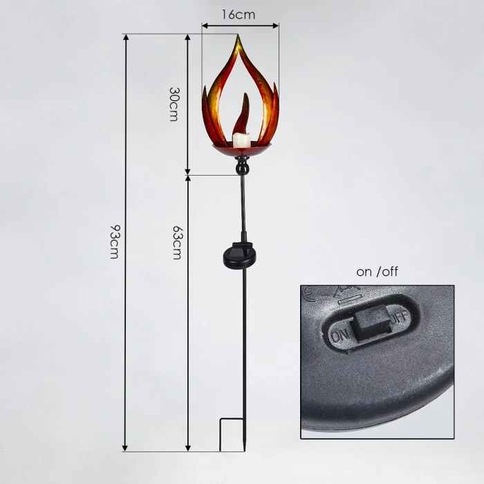 Hofstein Rovinj Solarleuchte LED Rot, Gelb, Schwarz, 10-flammig 6 Hofstein Rovinj Solarleuchte LED Rot, Gelb, Schwarz, 10-flammig – Bild 4