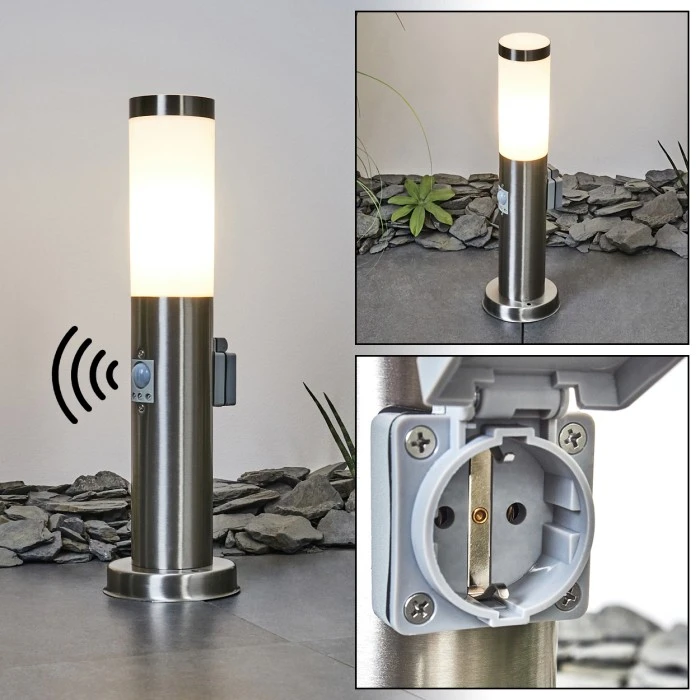 Hofstein Sessa Wegeleuchte Nickel-Matt, 1-flammig, Bewegungsmelder 3 Hofstein Sessa Wegeleuchte Nickel-Matt, 1-flammig, Bewegungsmelder