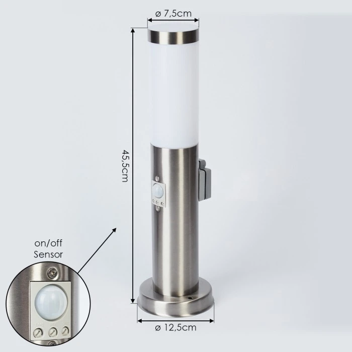 Hofstein Sessa Wegeleuchte Nickel-Matt, 1-flammig, Bewegungsmelder 6 Hofstein Sessa Wegeleuchte Nickel-Matt, 1-flammig, Bewegungsmelder – Bild 4