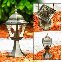 Hofstein Sockelleuchte Antibes Braun, Gold, 1-flammig