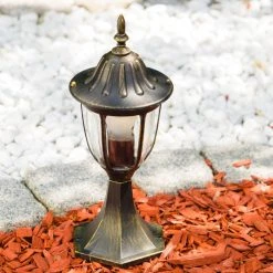 Hofstein Sockelleuchte Ribadeo Schwarz-Gold, 1-flammig -Günstiges Wegeleuchten Geschäft sockelleuchte ribadeo h169163 7