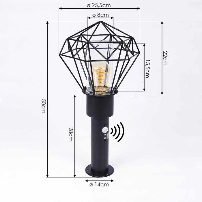 Hofstein Solda Wegeleuchte Schwarz, 1-flammig, Bewegungsmelder 6 Hofstein Solda Wegeleuchte Schwarz, 1-flammig, Bewegungsmelder – Bild 4