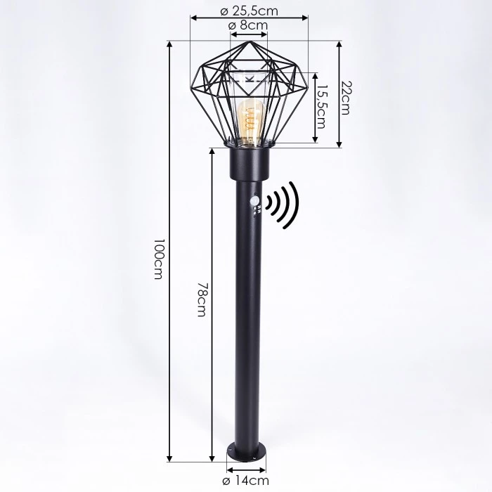 Hofstein Solda Wegeleuchte Schwarz, 1-flammig, Bewegungsmelder 6 Hofstein Solda Wegeleuchte Schwarz, 1-flammig, Bewegungsmelder – Bild 4