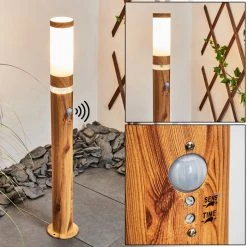 Hofstein Tenvik Wegeleuchte Braun, Holz dunkel, 1-flammig, Bewegungsmelder