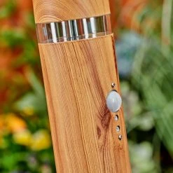 Hofstein Tenvik Wegeleuchte Chrom, Braun, Transparent, Klar, Holzoptik, 1-flammig, Bewegungsmelder -Günstiges Wegeleuchten Geschäft tenvik wegeleuchte h3599914 2