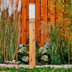 Hofstein Tenvik Wegeleuchte Chrom, Braun, Transparent, Klar, Holzoptik, 1-flammig, Bewegungsmelder -Günstiges Wegeleuchten Geschäft tenvik wegeleuchte h3599914 6