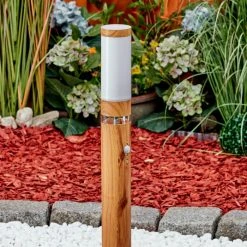 Hofstein Tenvik Wegeleuchte Chrom, Braun, Transparent, Klar, Holzoptik, 1-flammig, Bewegungsmelder -Günstiges Wegeleuchten Geschäft tenvik wegeleuchte h3599914 8