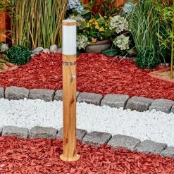 Hofstein Tenvik Wegeleuchte Chrom, Braun, Transparent, Klar, Holzoptik, 1-flammig, Bewegungsmelder -Günstiges Wegeleuchten Geschäft tenvik wegeleuchte h3599914 9