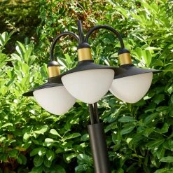 Hofstein Theux Außenstehleuchte Schwarz, Gold, 3-flammig -Günstiges Wegeleuchten Geschäft theux aussenstehleuchte h3344873 11
