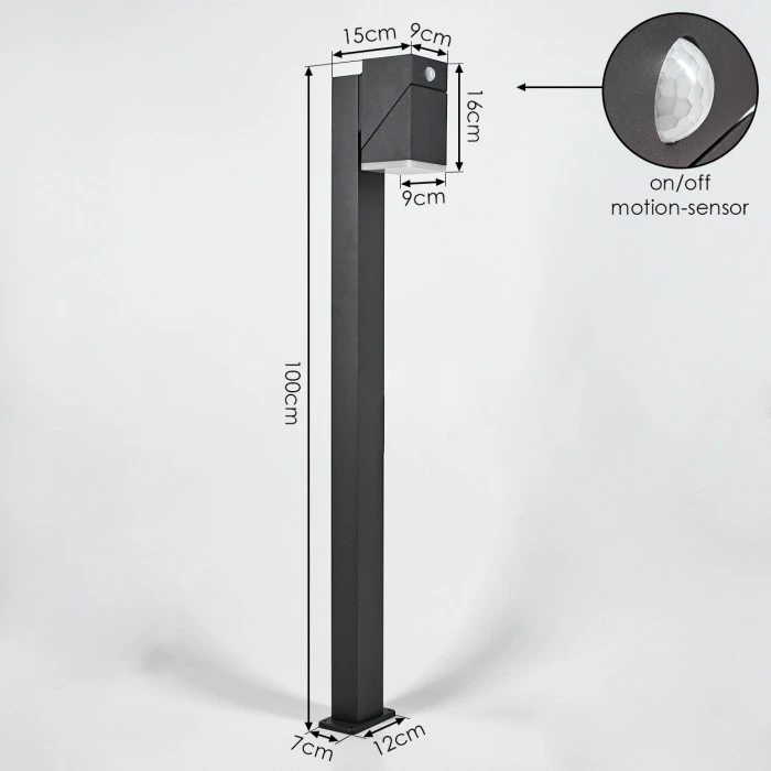 Hofstein Toogong Wegeleuchte LED Anthrazit, 1-flammig, Bewegungsmelder 6 Hofstein Toogong Wegeleuchte LED Anthrazit, 1-flammig, Bewegungsmelder – Bild 4