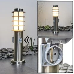 Hofstein Tunes Wegeleuchte Nickel-Matt, 1-flammig, Bewegungsmelder