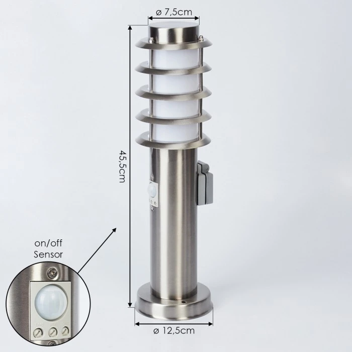 Hofstein Tunes Wegeleuchte Nickel-Matt, 1-flammig, Bewegungsmelder 6 Hofstein Tunes Wegeleuchte Nickel-Matt, 1-flammig, Bewegungsmelder – Bild 4