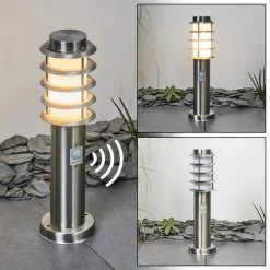 Hofstein Tunes Wegeleuchte Nickel-Matt, 1-flammig, Bewegungsmelder