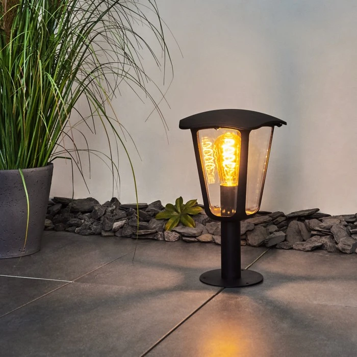 Hofstein Venneshamm Sockelleuchte Schwarz, Transparent, Klar, 1-flammig 11 Hofstein Venneshamm Sockelleuchte Schwarz, Transparent, Klar, 1-flammig – Bild 9