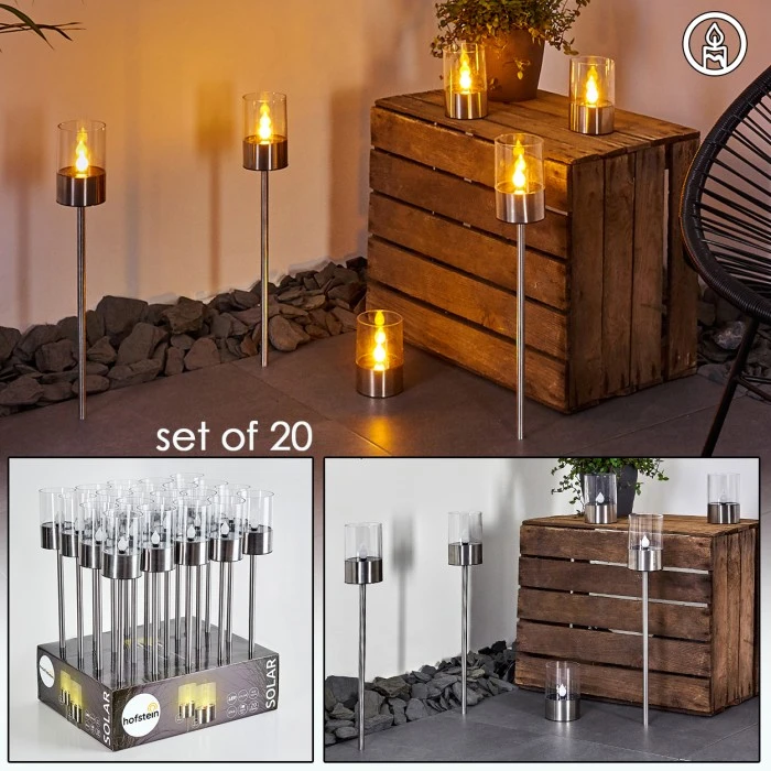 Hofstein Wroclaw 20er Set Solarleuchte LED Silber, 1-flammig 3 Hofstein Wroclaw 20er Set Solarleuchte LED Silber, 1-flammig